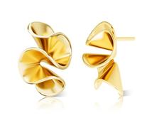 LunarCharm Boucles d'oreilles en or pour femme, plaqué or 14 carats, anti-ternissement, hypoallergéniques pour les oreilles sensibles, petits nœuds d'amour, trèfle et gouttes, or, L