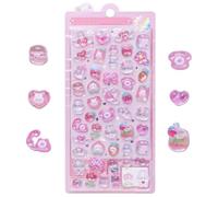 LunarCharm Ensemble d'Auto-Collants 3D avec Motifs de Lapins Roses, Autocollants en PVC de Qualité pour Enfants, Idéal comme Récompense et Décoration, Cadeau Créatif