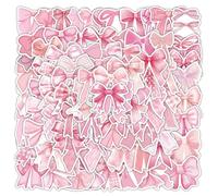 LunarCharm Lot de 100 autocollants en forme de nœud rose vintage - En vinyle imperméable - Pour bouteille d'eau, ordinateur portable, téléphone, journal