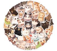 LunarCharm Lot de 100 autocollants mignons en forme de chat pour enfants, bouteilles d'eau mignonnes sur colle pour ordinateurs portables, prix de classe en vinyle, choses mignonnes, cadeaux