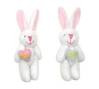 LunarCharm Lot de 2 mini lapins d'amour en peluche de 4,5 cm - Cadeau pour fille - Accessoires de maison de poupée - Mini lapin avec joint - Décoration à faire soi-même - Accessoires de vêtements,