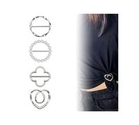 LunarCharm Lot de 4 Pinces à T-shirt en Métal avec Boucle de Vêtement - Strass Bouton d'Angle Argenté pour Femme, L