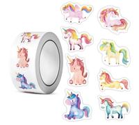 LunarCharm Lot de 500 autocollants licorne ronds avec motifs licornes, autocollants ronds avec licornes, autocollants à motif d'animaux pour enfants