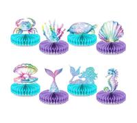 LunarCharm Lot de 8 accessoires de fête en forme de sirène, pour anniversaire, sous la mer, décorations de fête sur le thème de l'océan, table nid d'abeille pour fête prénatale