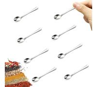 LunarCharm Lot de 8 petites cuillères en acier inoxydable pour pots à épices, mini taille, jolies petites cuillères à épices en acier inoxydable pour épices, sel, sucre, pelles amusantes (7,4 x 1,5 cm
