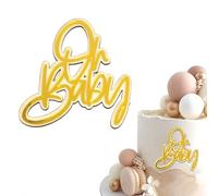 LunarCharm Oh Baby Cake Topper en Acrylique doré et Bois, Oh Baby Cake Topper Double Couche Baby Party Deco gâteau Baby Shower Deco, gâteau de Couches Gender Reveal Party Deco