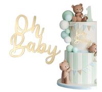 LunarCharm Oh Baby Cake Topper Gold Acryl, Oh Baby Caketopper pour Baby Shower, Décoration de Gâteau de Naissance, Accessoire de Gâteau de Couches, Gâteau de Couches pour Révélation de Sexe