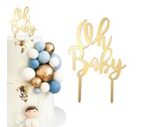 LunarCharm Oh Baby gâteau Topper acrylique doré décoration de gâteau pour fête prénatale révélation de sexe