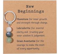 LunarCharm Porte-clés en pierre naturelle avec cristaux carte-cadeau Porte-clés en pierre naturelle comme cadeau pour les femmes et les hommes