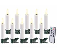 Lunartec 10 bougies LED télécommandées effet flamme pour sapin de Noël - coloris blanc