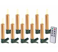 10 bougies LED télécommandées effet flamme pour sapin de Noël - coloris doré [Lunartec]
