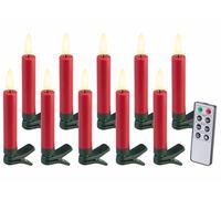 10 bougies LED télécommandées effet flamme pour sapin de Noël - coloris rouge [Lunartec]