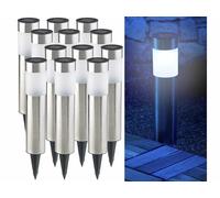 12 bornes lumineuses solaires à LED avec capteur de luminosité, rondes [Lunartec]