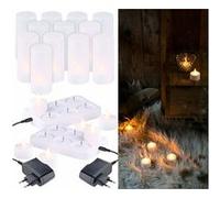 Lunartec : 12 bougies plates à LED effet flamme scintillante