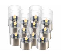 12 photophores solaires "Lucy" avec LED effet flamme [Lunartec]