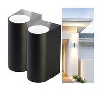 Lunartec 2 appliques murales arrondies double faisceau up & down culot GU10 - noir