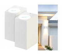 Lunartec 2 appliques murales carrées double faisceau up & down culot GU10 - blanc