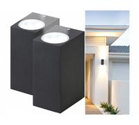 Lunartec 2 appliques murales carrées double faisceau up & down culot GU10 - noir