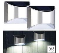 Lunartec – Appliques murales solaires à LED WL-135.solar – Acier inoxydable – Lot de 2
