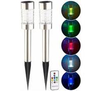 Lunartec Bornes solaires Style – 2 bornes LED RVB télécommandées
