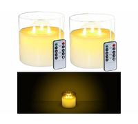 Lunartec 2 bougies à LED télécommandées en cire véritable avec 3 flammes vacillantes