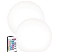 Lunartec 2 boules lumineuses à LED solaires télécommandées RVBB / 60 lm / IP67 / Ø 20 cm