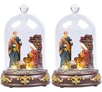 Lunartec 2 crèches de Noël à LED sous Cloche de Verre