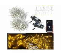 Lunartec 2 guirlandes lumineuses à LED blanc chaud connectée - câble 3 m transparent