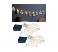 Lunartec : 2 guirlandes porte-photos avec 40 pinces à LED chacune - 10 m - Solaire G