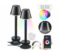 Lunartec 2 lampes de table connectées RVB CCT OT-130 avec passerelle réseau