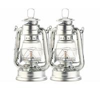 Lunartec 2 lampes-tempête rétro à pétrole 18,5 cm "Agneta" - aspect zinc