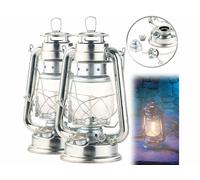 Lunartec 2 lampes-tempête rétro à pétrole 24 cm "Anika" - aspect zinc