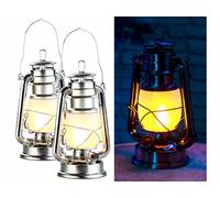 Lunartec 2 lampes tempêtes effet flamme, hauteur 25 cm - Coloris argent
