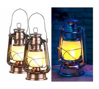 Lunartec 2 lampes tempêtes effet flamme, hauteur 25 cm - Coloris Bronze