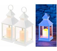 Lunartec 2 lanterne LED à piles effet flamme vacillante - Blanc