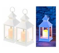 Lunartec : 2 lanterne LED à piles effet flamme vacillante - Blanc Blanc G