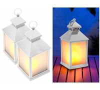 Lunartec 2 lanternes à LED effet flamme avec minuteur - Blanc