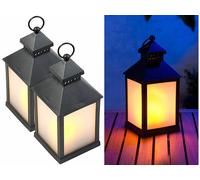 Lunartec Lanternes LED Effet flamme – Lot de 2, 21 LED, Minuteur – Noir
