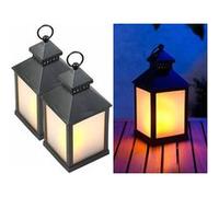 2 lanternes à LED effet flamme avec minuteur - Noir Lunartec