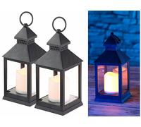 Lunartec 2 lanternes LED à piles effet flamme vacillante - Noire