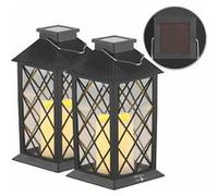 : 2 lanternes solaires avec bougie LED effet flamme - Capteur d'obscurité