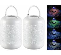 Lunartec 2 lanternes solaires décoratives RVBB avec boîtier en métal