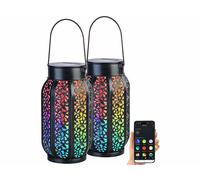 Lunartec 2 lanternes solaires LED RVB CCT connectées et intelligentes