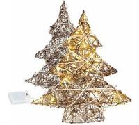 : 2 mini sapins de Noël décoratifs en osier avec LED
