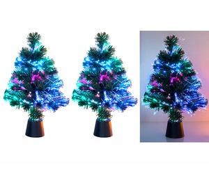 Lunartec 2 sapins de Noël artificiels lumineux avec fibre optique LED