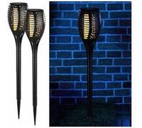 : 2 torches de jardin solaires 58 cm avec LED à effet flamme