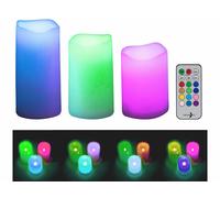 Lunartec 3 bougies LED RVB télécommandées avec luminosité variable et minuterie