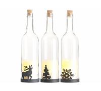 Lunartec 3 bouteilles de vin décorative avec bougie LED vacillante