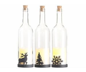 Lunartec 3 bouteilles de vin décorative avec bougie LED vacillante