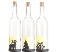 Lunartec 3 bouteilles de vin décorative avec bougie LED vacillante